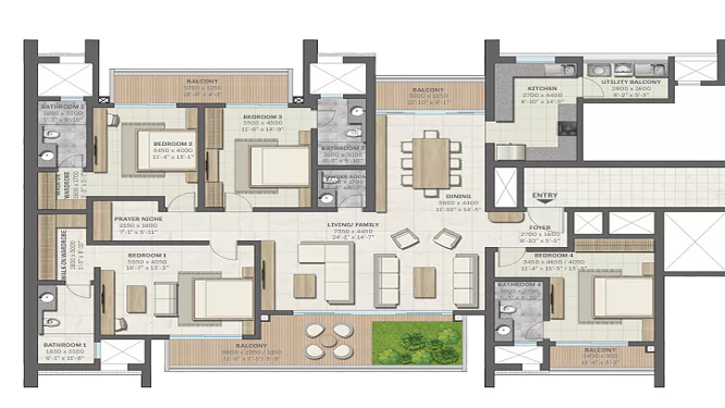 Sobha Aranya 4BHK Floor Plan